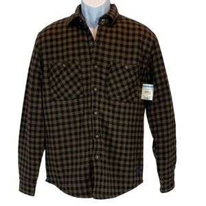 VTG 1946 Quilted Plaid Lined Shirt Jacket Shacket - Brown Black - size Small